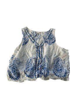 Lucky Brand Women's XL Lightweight Blue and White Boho Tank NEW Coastal